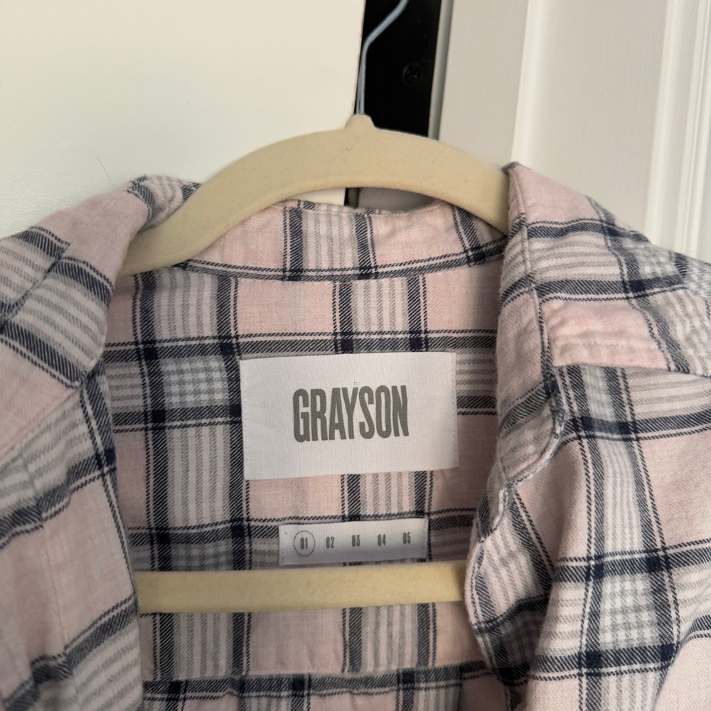 Grayson The Hero Pink Gray Plaid Flannel Button Down Shirt - Picture 2 of 4